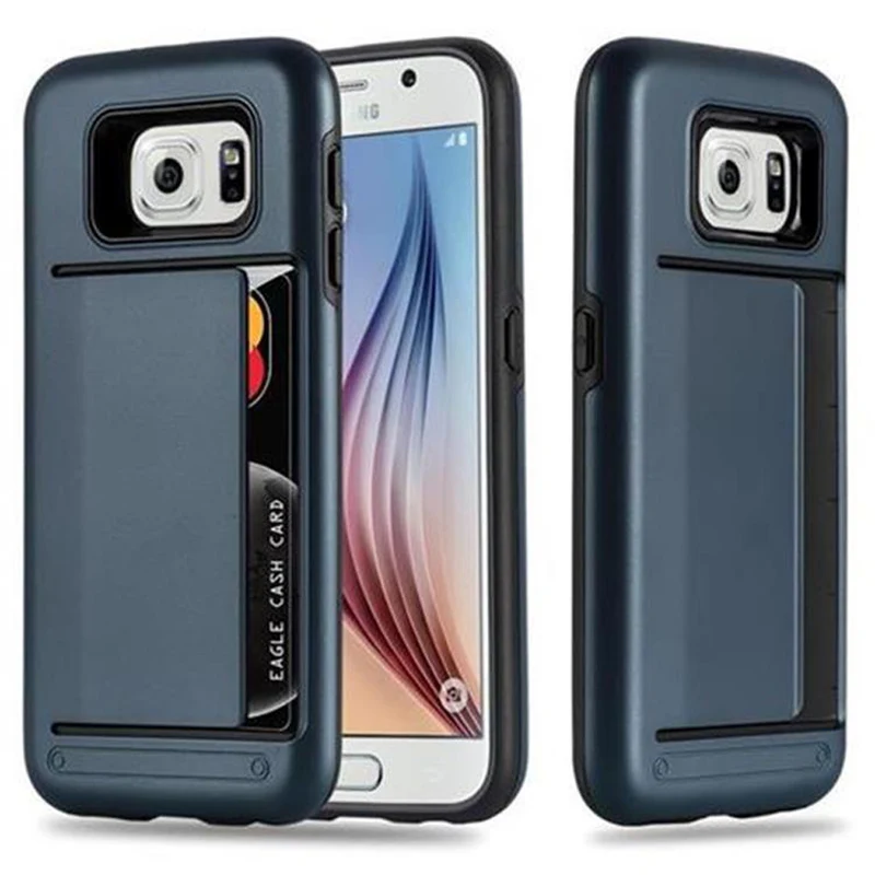 Cadorabo Hülle kompatibel mit Samsung Galaxy S6 Outdoor Hybrid Hard Case Schutzhülle mit Kartenfach im Heavy Duty Design