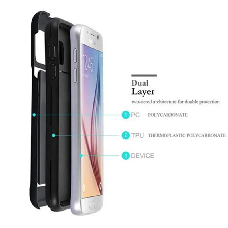 Cadorabo Hülle kompatibel mit Samsung Galaxy S6 Outdoor Hybrid Hard Case Schutzhülle mit Kartenfach im Heavy Duty Design