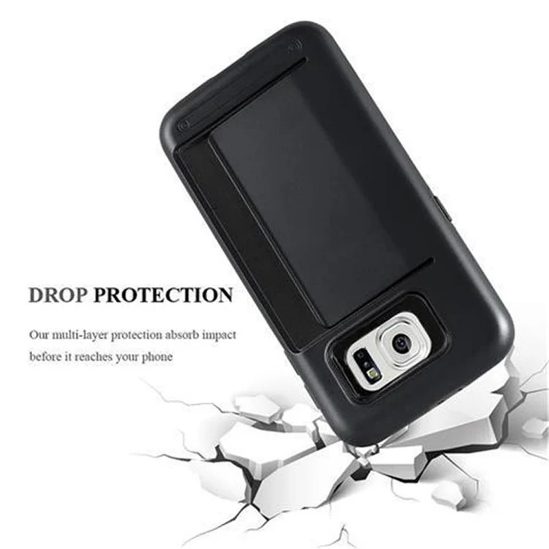 Cadorabo Hülle kompatibel mit Samsung Galaxy S6 Outdoor Hybrid Hard Case Schutzhülle mit Kartenfach im Heavy Duty Design