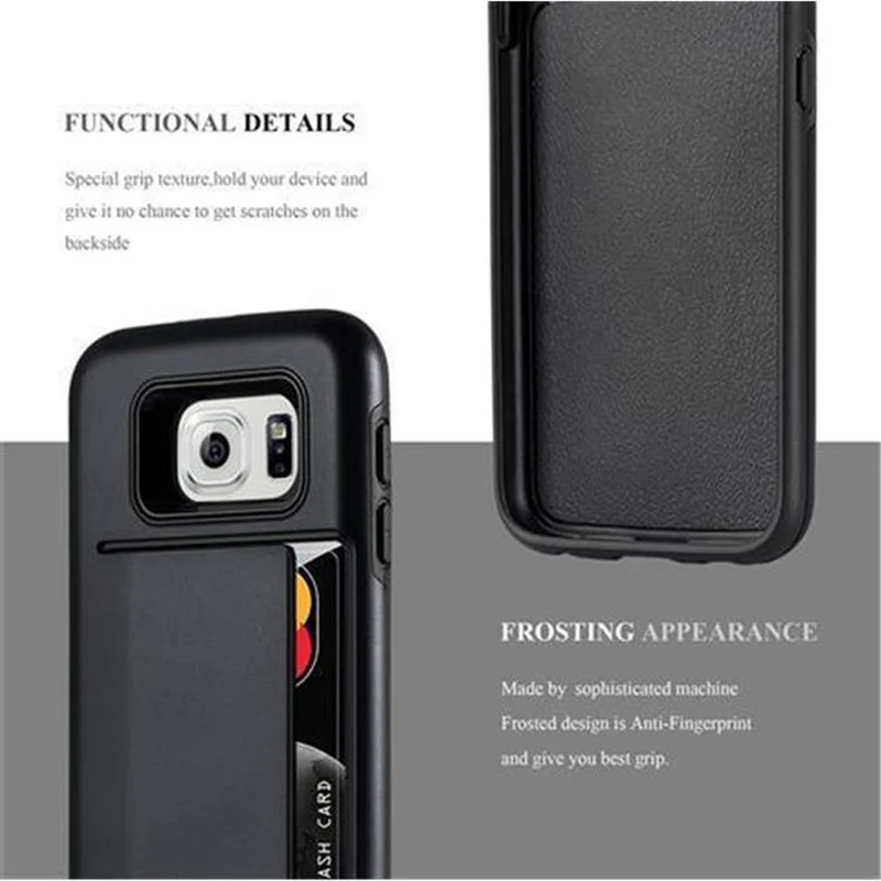 Cadorabo Hülle kompatibel mit Samsung Galaxy S6 Outdoor Hybrid Hard Case Schutzhülle mit Kartenfach im Heavy Duty Design