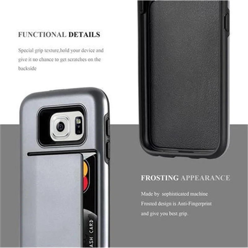Cadorabo Hülle kompatibel mit Samsung Galaxy S6 Outdoor Hybrid Hard Case Schutzhülle mit Kartenfach im Heavy Duty Design