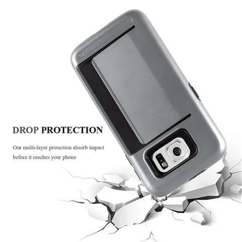 Cadorabo Hülle kompatibel mit Samsung Galaxy S6 Outdoor Hybrid Hard Case Schutzhülle mit Kartenfach im Heavy Duty Design