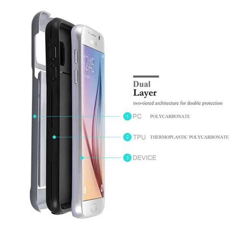 Cadorabo Hülle kompatibel mit Samsung Galaxy S6 Outdoor Hybrid Hard Case Schutzhülle mit Kartenfach im Heavy Duty Design
