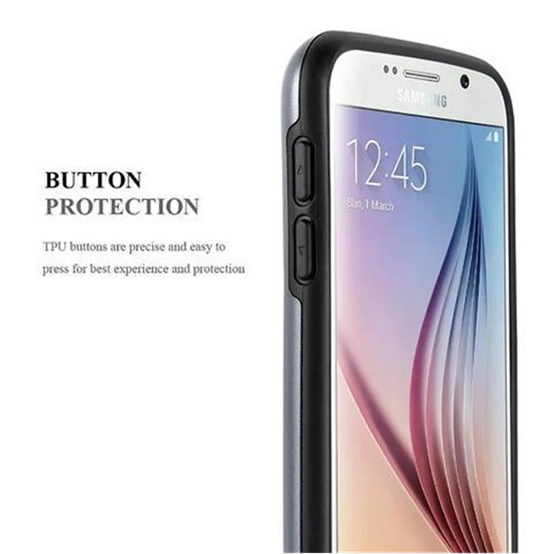 Cadorabo Hülle kompatibel mit Samsung Galaxy S6 Outdoor Hybrid Hard Case Schutzhülle mit Kartenfach im Heavy Duty Design