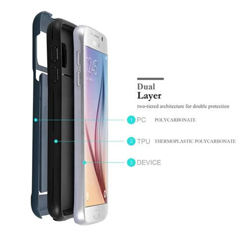 Cadorabo Hülle kompatibel mit Samsung Galaxy S6 Outdoor Hybrid Hard Case Schutzhülle mit Kartenfach im Heavy Duty Design