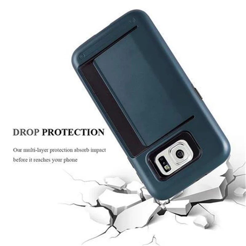 Cadorabo Hülle kompatibel mit Samsung Galaxy S6 Outdoor Hybrid Hard Case Schutzhülle mit Kartenfach im Heavy Duty Design