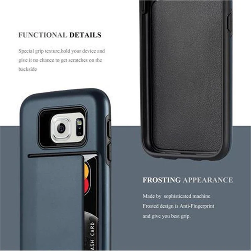 Cadorabo Hülle kompatibel mit Samsung Galaxy S6 Outdoor Hybrid Hard Case Schutzhülle mit Kartenfach im Heavy Duty Design