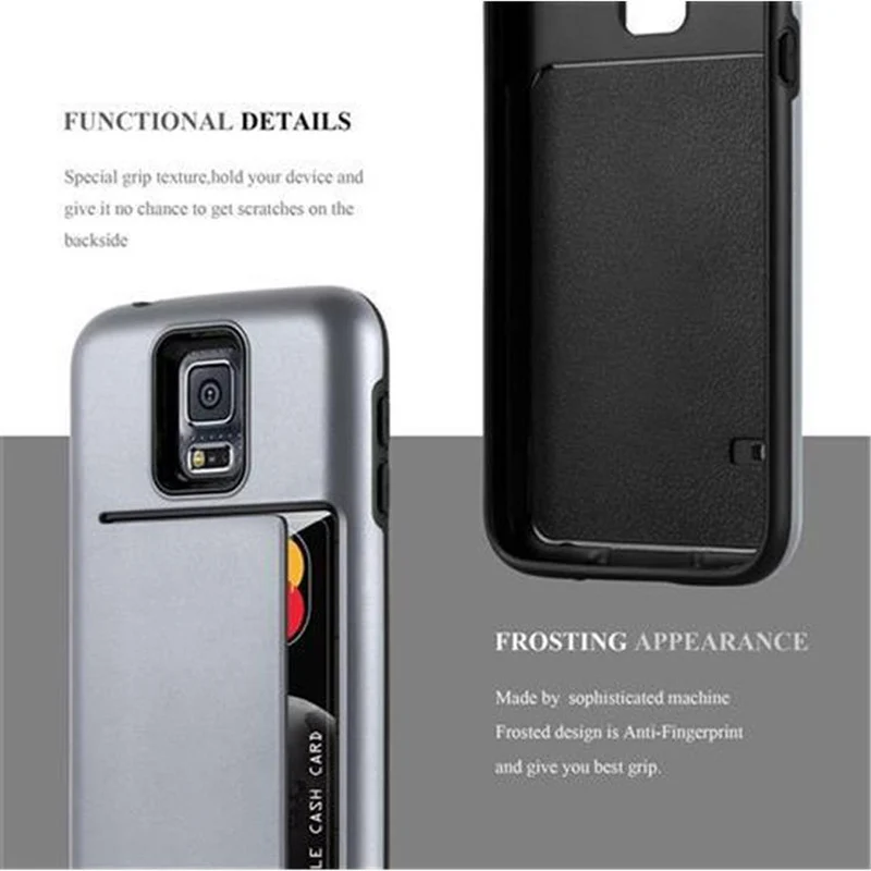 Cadorabo Hülle kompatibel mit Samsung Galaxy S5 / S5 NEO Outdoor Hybrid Hard Case Schutzhülle mit Kartenfach im Heavy Duty Design