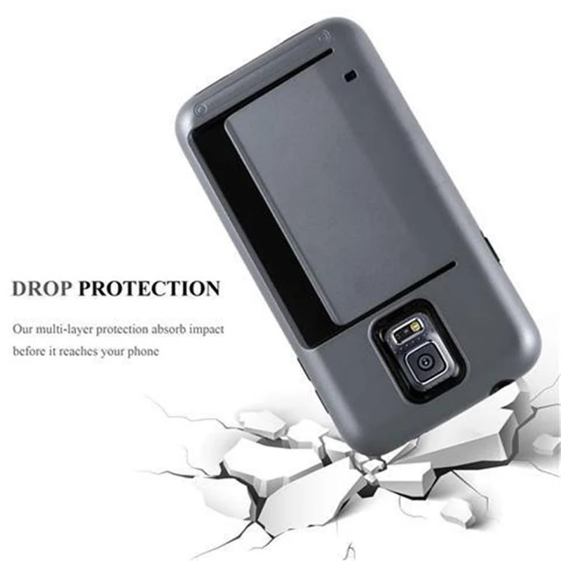 Cadorabo Hülle kompatibel mit Samsung Galaxy S5 / S5 NEO Outdoor Hybrid Hard Case Schutzhülle mit Kartenfach im Heavy Duty Design