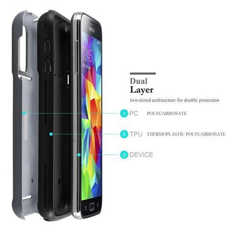 Cadorabo Hülle kompatibel mit Samsung Galaxy S5 / S5 NEO Outdoor Hybrid Hard Case Schutzhülle mit Kartenfach im Heavy Duty Design