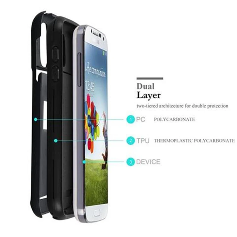 Cadorabo Hülle kompatibel mit Samsung Galaxy S4 Outdoor Hybrid Hard Case Schutzhülle mit Kartenfach im Heavy Duty Design