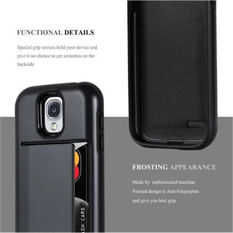 Cadorabo Hülle kompatibel mit Samsung Galaxy S4 Outdoor Hybrid Hard Case Schutzhülle mit Kartenfach im Heavy Duty Design