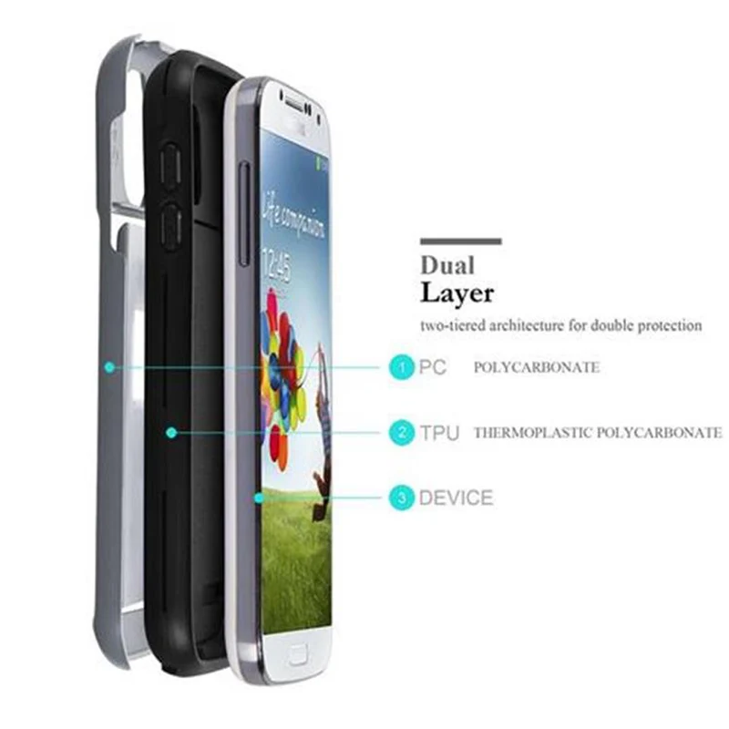 Cadorabo Hülle kompatibel mit Samsung Galaxy S4 Outdoor Hybrid Hard Case Schutzhülle mit Kartenfach im Heavy Duty Design
