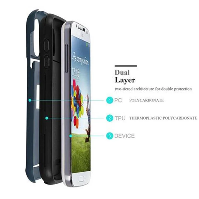 Cadorabo Hülle kompatibel mit Samsung Galaxy S4 Outdoor Hybrid Hard Case Schutzhülle mit Kartenfach im Heavy Duty Design