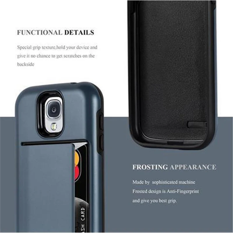 Cadorabo Hülle kompatibel mit Samsung Galaxy S4 Outdoor Hybrid Hard Case Schutzhülle mit Kartenfach im Heavy Duty Design