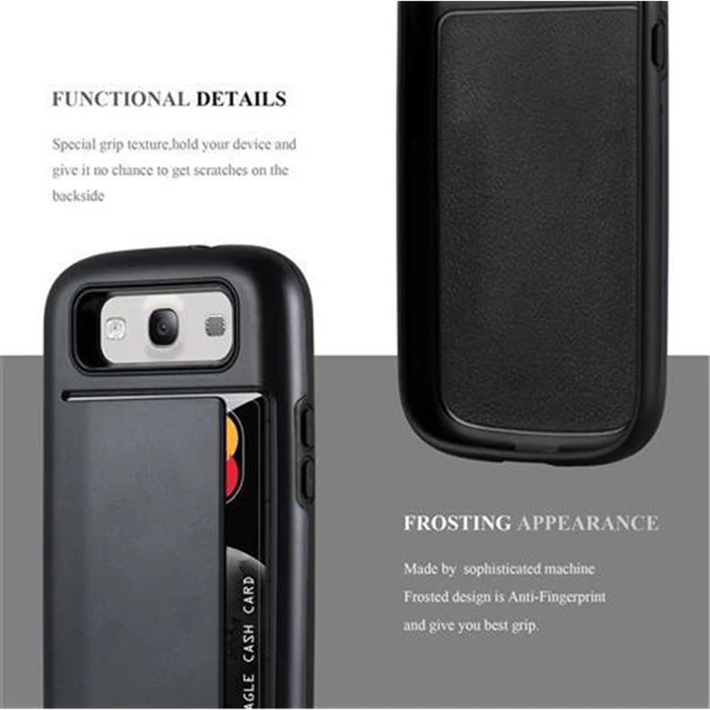 Cadorabo Hülle kompatibel mit Samsung Galaxy S3 / S3 NEO Outdoor Hybrid Hard Case Schutzhülle mit Kartenfach im Heavy Duty Design