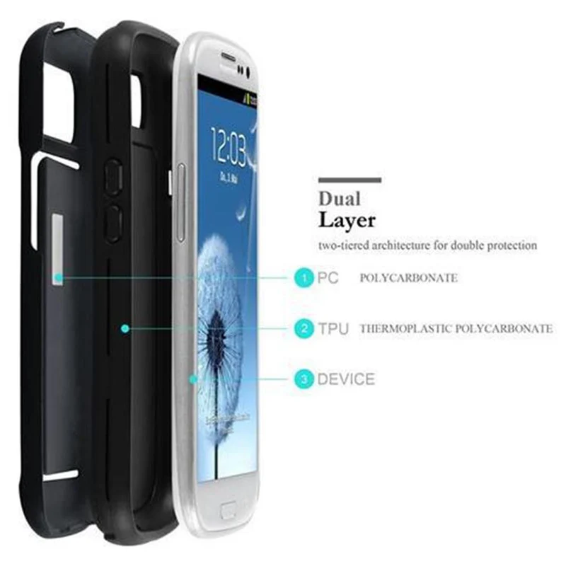 Cadorabo Hülle kompatibel mit Samsung Galaxy S3 / S3 NEO Outdoor Hybrid Hard Case Schutzhülle mit Kartenfach im Heavy Duty Design