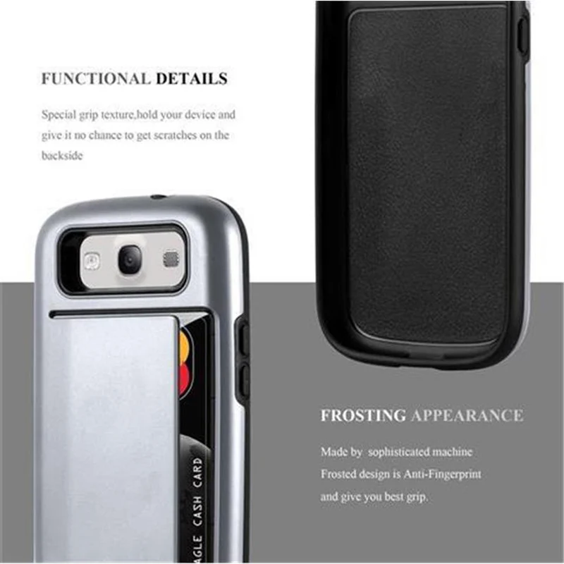 Cadorabo Hülle kompatibel mit Samsung Galaxy S3 / S3 NEO Outdoor Hybrid Hard Case Schutzhülle mit Kartenfach im Heavy Duty Design