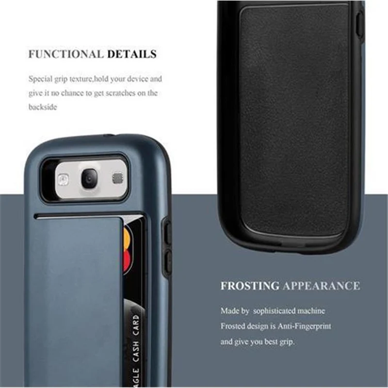 Cadorabo Hülle kompatibel mit Samsung Galaxy S3 / S3 NEO Outdoor Hybrid Hard Case Schutzhülle mit Kartenfach im Heavy Duty Design