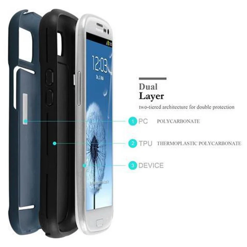 Cadorabo Hülle kompatibel mit Samsung Galaxy S3 / S3 NEO Outdoor Hybrid Hard Case Schutzhülle mit Kartenfach im Heavy Duty Design