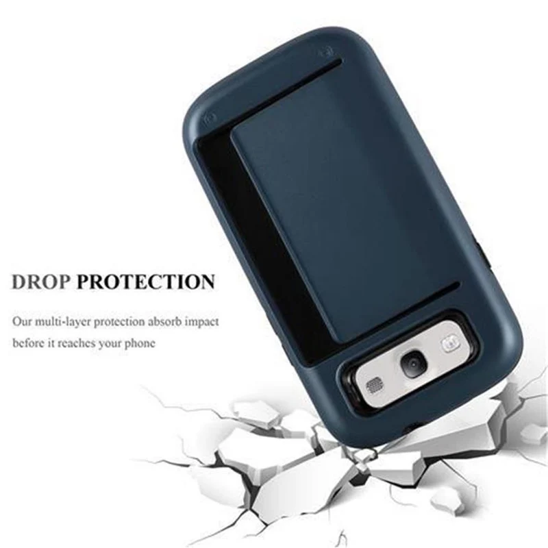 Cadorabo Hülle kompatibel mit Samsung Galaxy S3 / S3 NEO Outdoor Hybrid Hard Case Schutzhülle mit Kartenfach im Heavy Duty Design