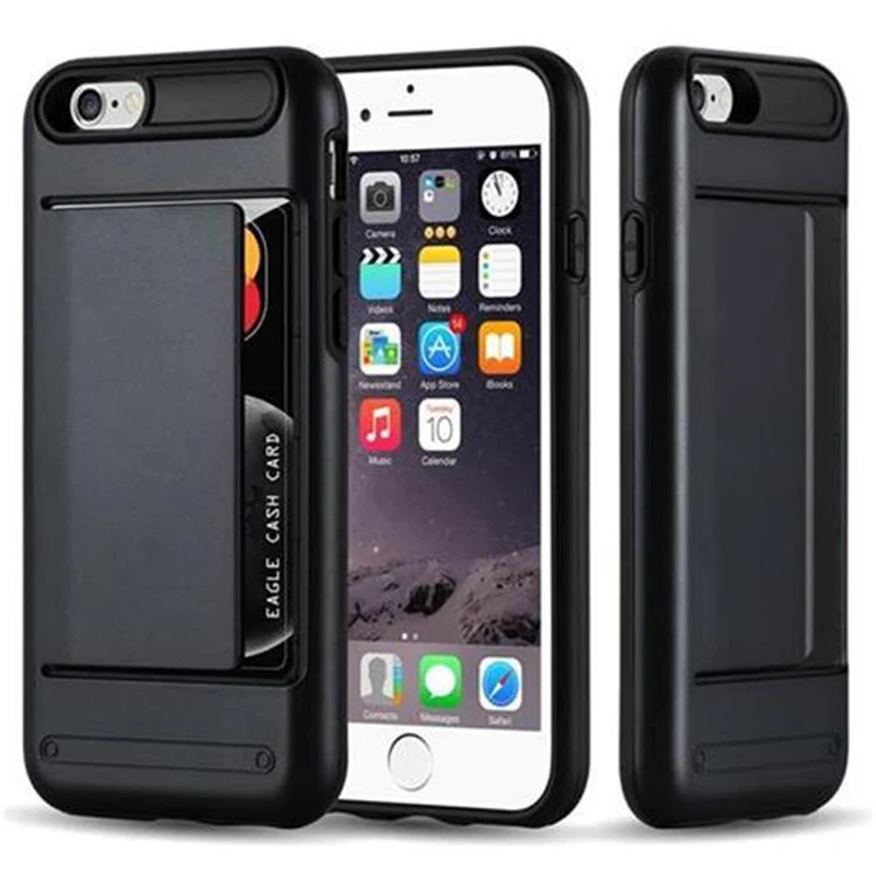 Cadorabo Hülle kompatibel mit Apple iPhone 6 / 6S Outdoor Hybrid Hard Case Schutzhülle mit Kartenfach im Heavy Duty Design