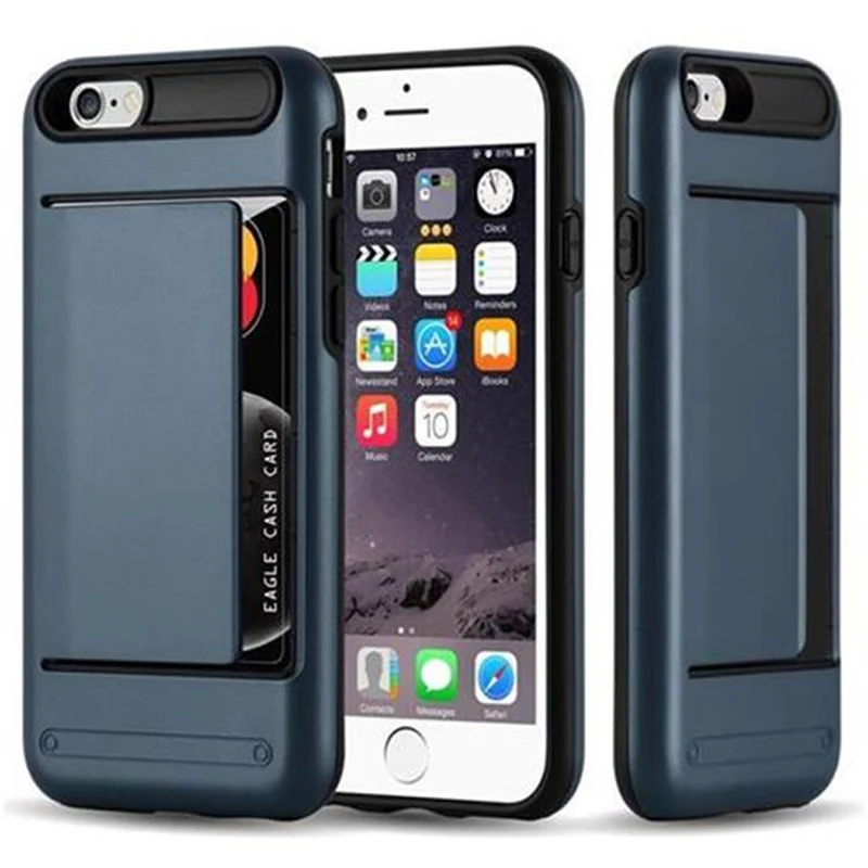 Cadorabo Hülle kompatibel mit Apple iPhone 6 / 6S Outdoor Hybrid Hard Case Schutzhülle mit Kartenfach im Heavy Duty Design