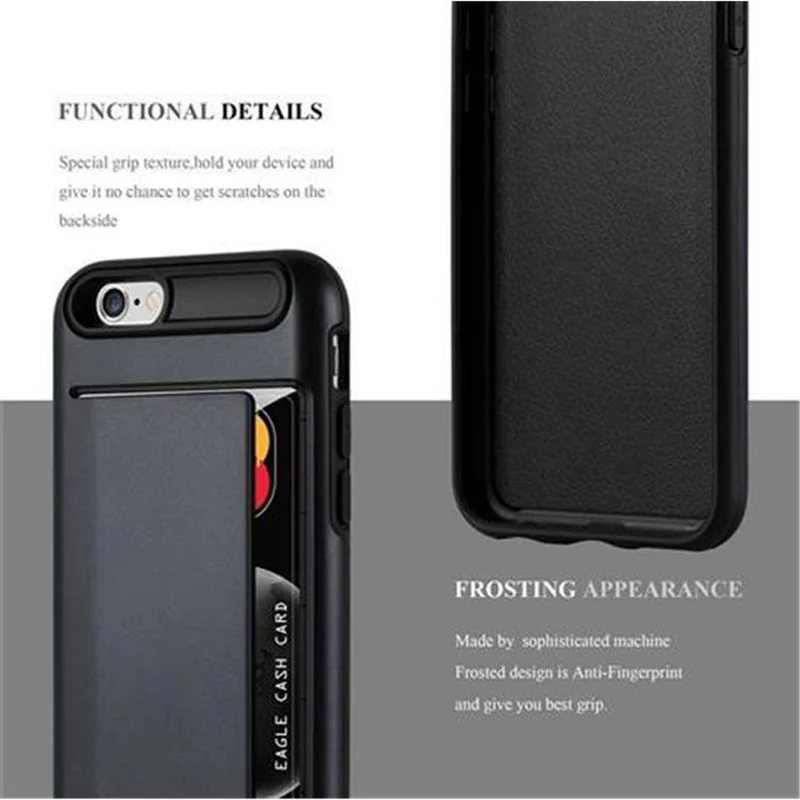 Cadorabo Hülle kompatibel mit Apple iPhone 6 / 6S Outdoor Hybrid Hard Case Schutzhülle mit Kartenfach im Heavy Duty Design