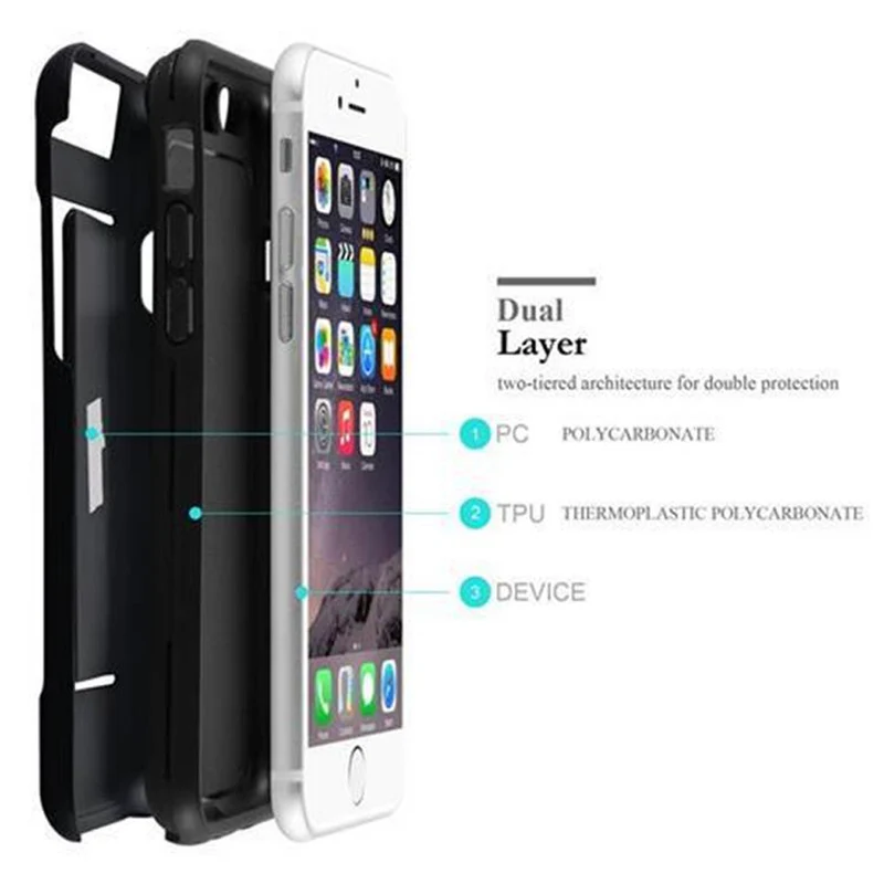 Cadorabo Hülle kompatibel mit Apple iPhone 6 / 6S Outdoor Hybrid Hard Case Schutzhülle mit Kartenfach im Heavy Duty Design