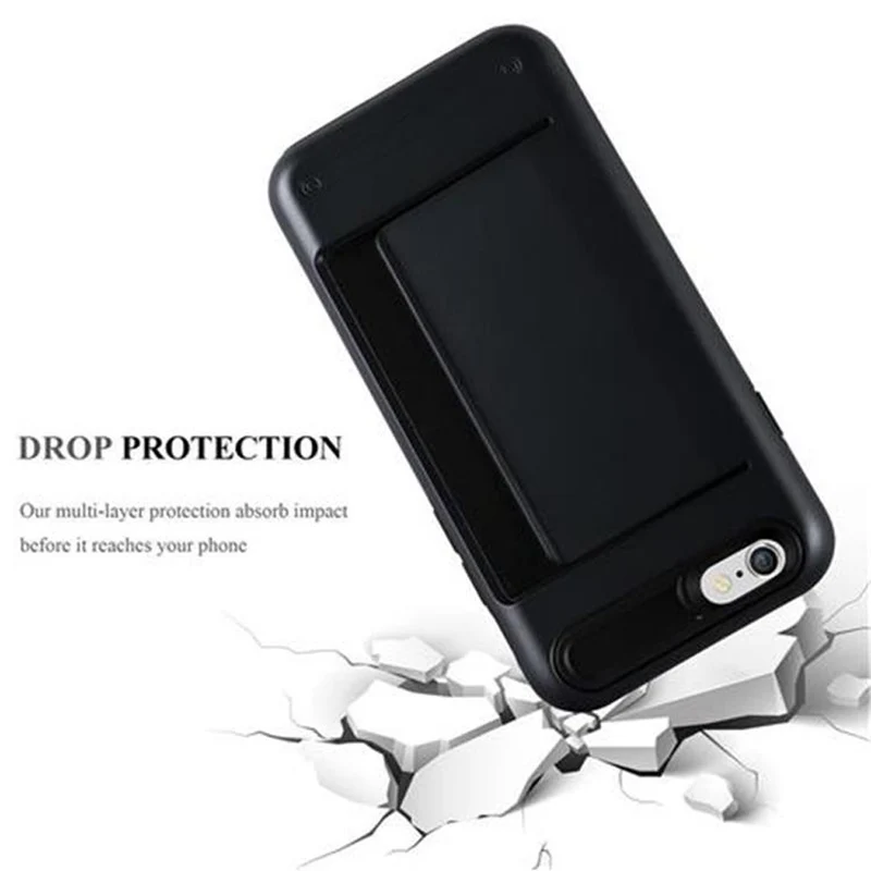 Cadorabo Hülle kompatibel mit Apple iPhone 6 / 6S Outdoor Hybrid Hard Case Schutzhülle mit Kartenfach im Heavy Duty Design