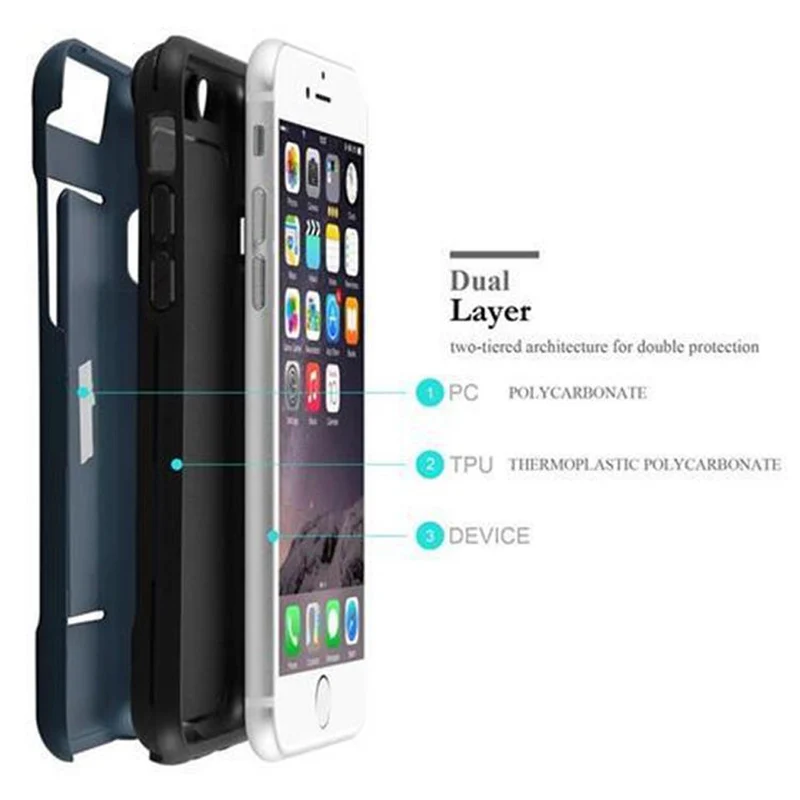 Cadorabo Hülle kompatibel mit Apple iPhone 6 / 6S Outdoor Hybrid Hard Case Schutzhülle mit Kartenfach im Heavy Duty Design