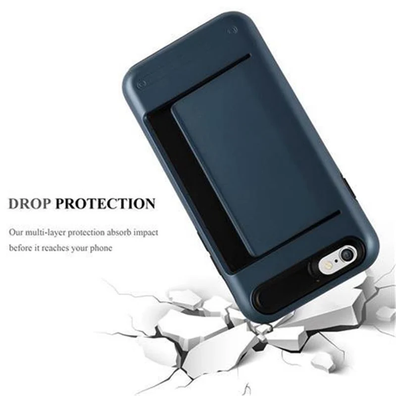 Cadorabo Hülle kompatibel mit Apple iPhone 6 / 6S Outdoor Hybrid Hard Case Schutzhülle mit Kartenfach im Heavy Duty Design