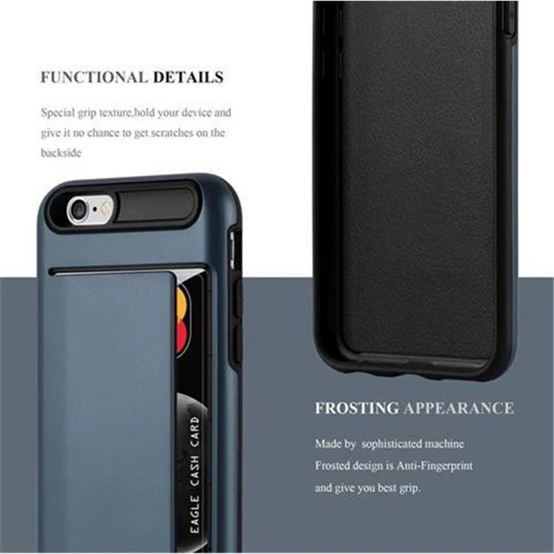 Cadorabo Hülle kompatibel mit Apple iPhone 6 / 6S Outdoor Hybrid Hard Case Schutzhülle mit Kartenfach im Heavy Duty Design