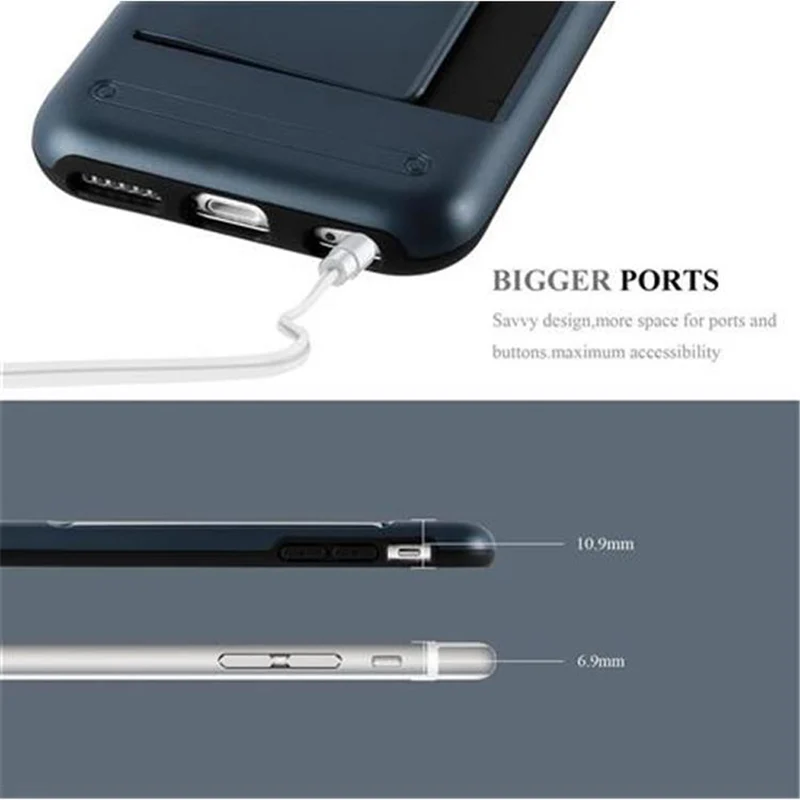 Cadorabo Hülle kompatibel mit Apple iPhone 6 / 6S Outdoor Hybrid Hard Case Schutzhülle mit Kartenfach im Heavy Duty Design