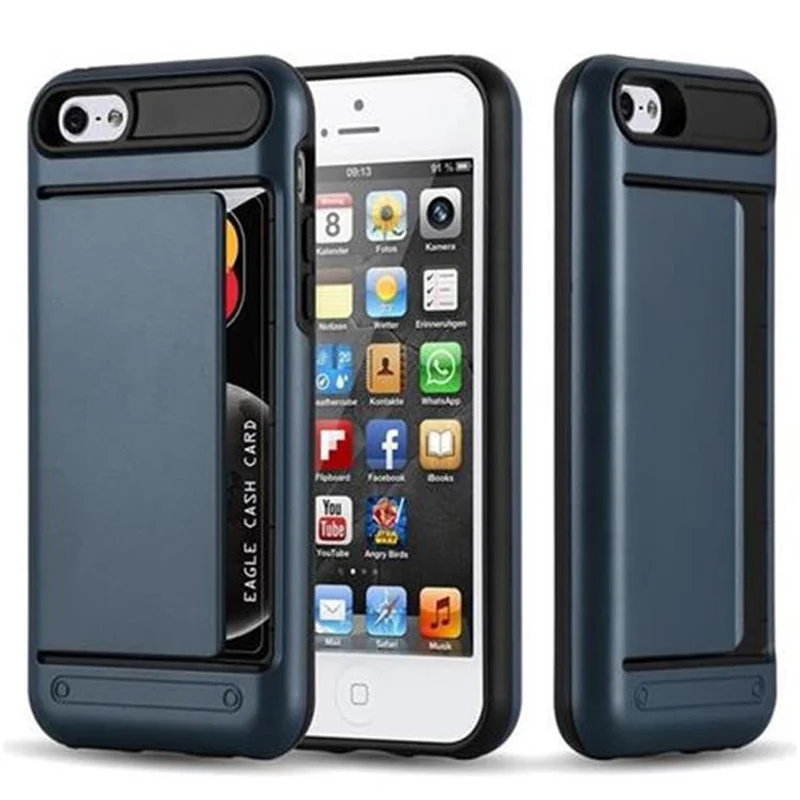 Cadorabo Hülle kompatibel mit Apple iPhone 5 / 5S / SE 2016 Outdoor Hybrid Hard Case Schutzhülle mit Kartenfach im Heavy Duty Design