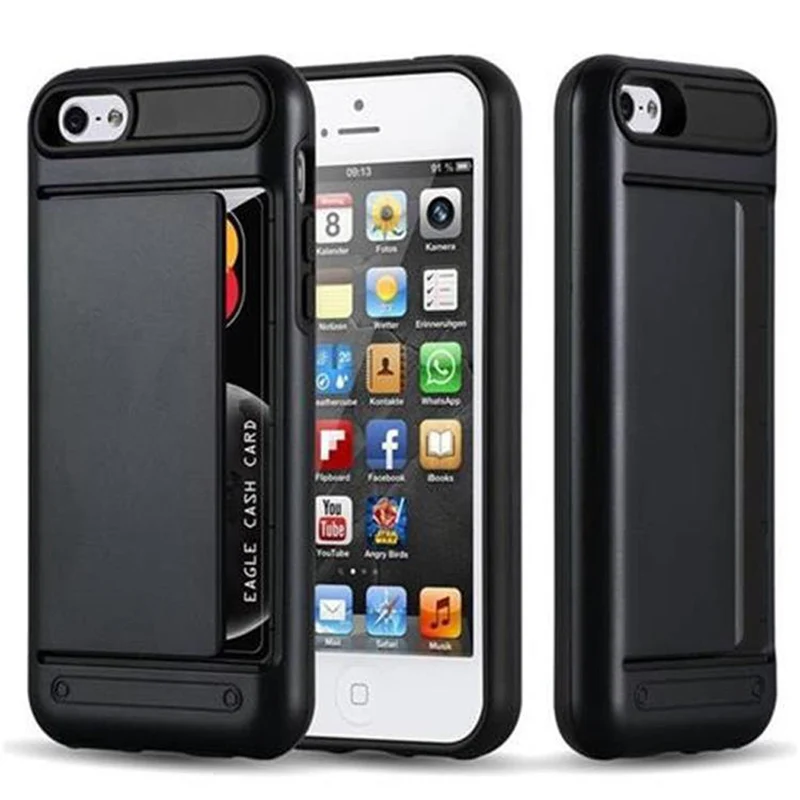 Cadorabo Hülle kompatibel mit Apple iPhone 5 / 5S / SE 2016 Outdoor Hybrid Hard Case Schutzhülle mit Kartenfach im Heavy Duty Design