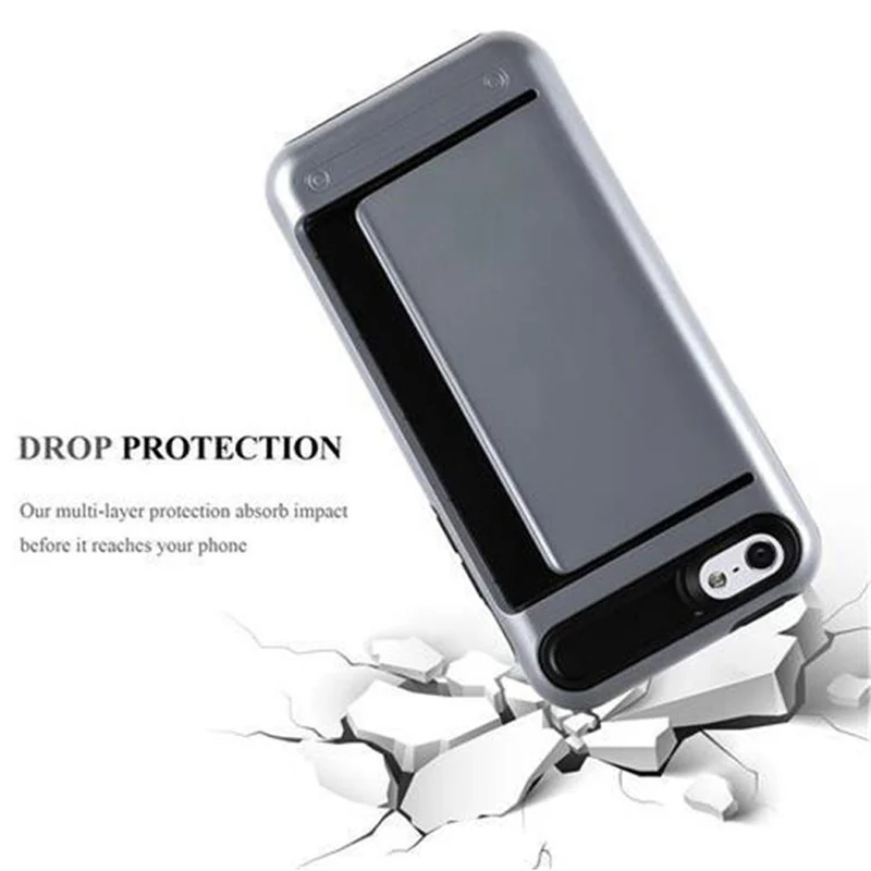 Cadorabo Hülle kompatibel mit Apple iPhone 5 / 5S / SE 2016 Outdoor Hybrid Hard Case Schutzhülle mit Kartenfach im Heavy Duty Design