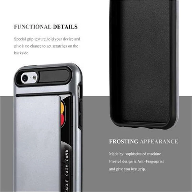 Cadorabo Hülle kompatibel mit Apple iPhone 5 / 5S / SE 2016 Outdoor Hybrid Hard Case Schutzhülle mit Kartenfach im Heavy Duty Design