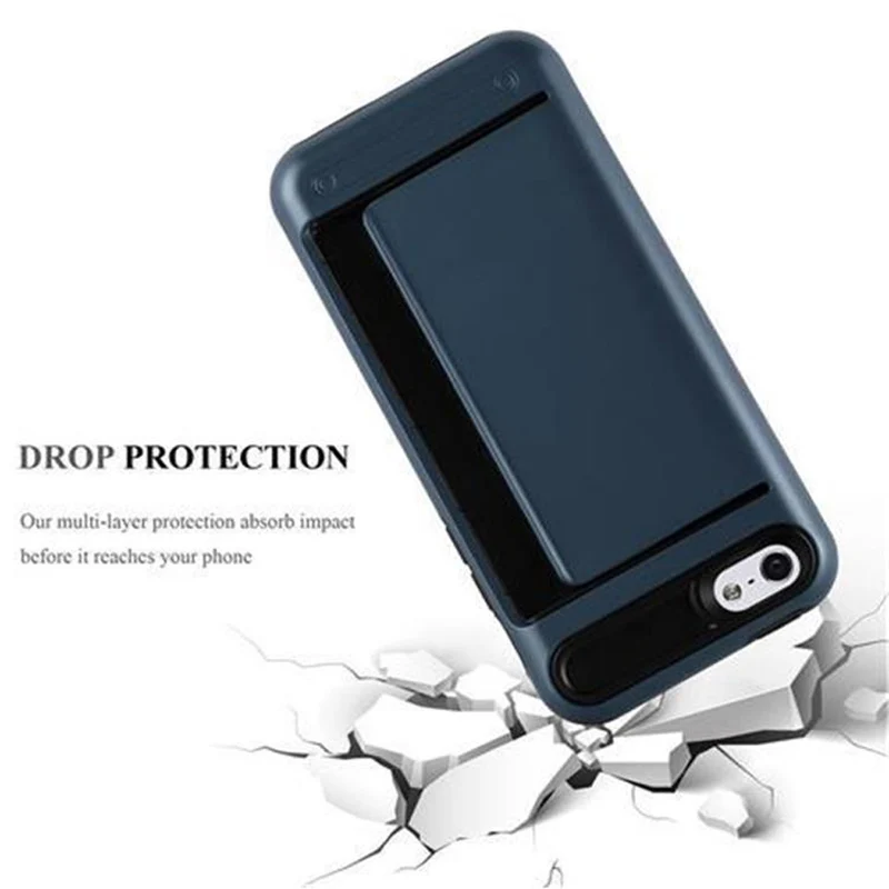 Cadorabo Hülle kompatibel mit Apple iPhone 5 / 5S / SE 2016 Outdoor Hybrid Hard Case Schutzhülle mit Kartenfach im Heavy Duty Design