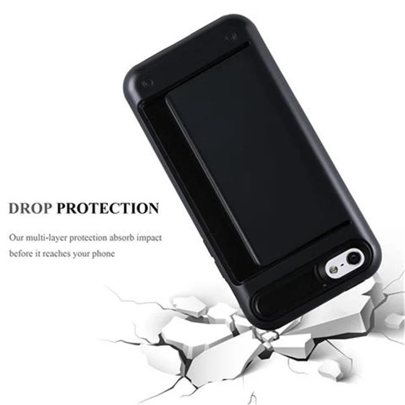 Cadorabo Hülle kompatibel mit Apple iPhone 5 / 5S / SE 2016 Outdoor Hybrid Hard Case Schutzhülle mit Kartenfach im Heavy Duty Design