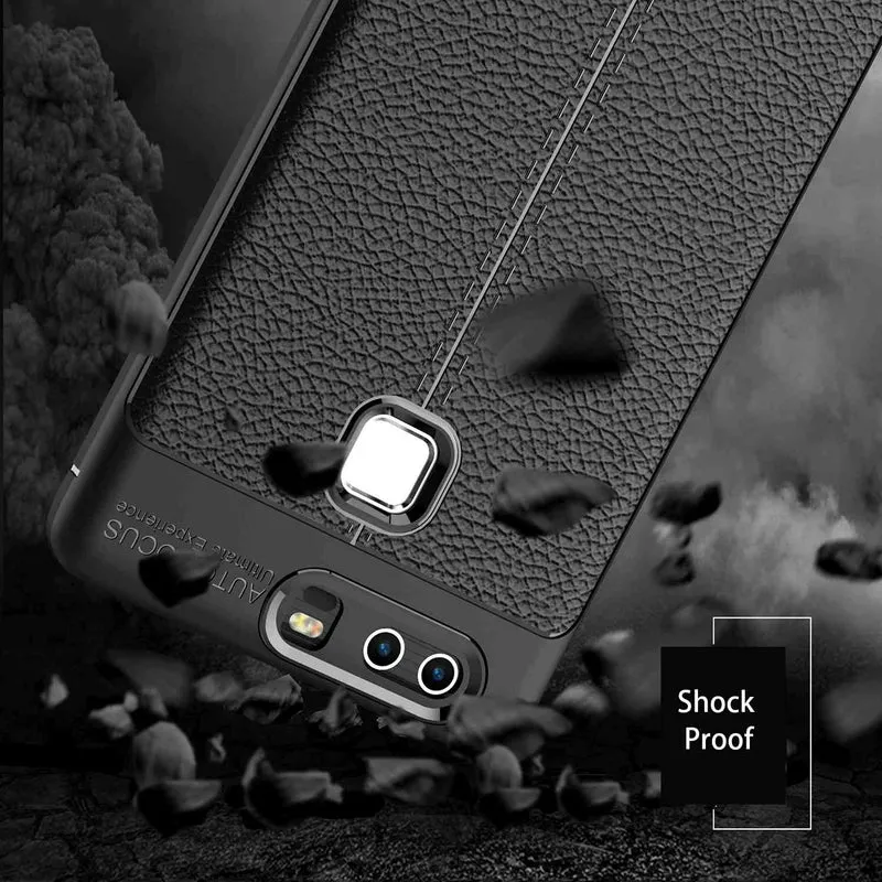 Cadorabo Hülle kompatibel mit Huawei P9 Schutzhülle aus TPU Silikon mit edler Kunstleder-Applikation