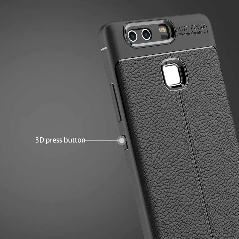Cadorabo Hülle kompatibel mit Huawei P9 Schutzhülle aus TPU Silikon mit edler Kunstleder-Applikation