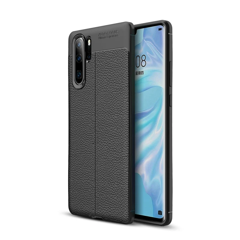 Cadorabo Hülle kompatibel mit Huawei P30 PRO Schutzhülle aus TPU Silikon mit edler Kunstleder-Applikation