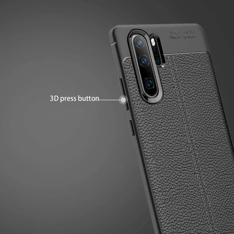Cadorabo Hülle kompatibel mit Huawei P30 PRO Schutzhülle aus TPU Silikon mit edler Kunstleder-Applikation