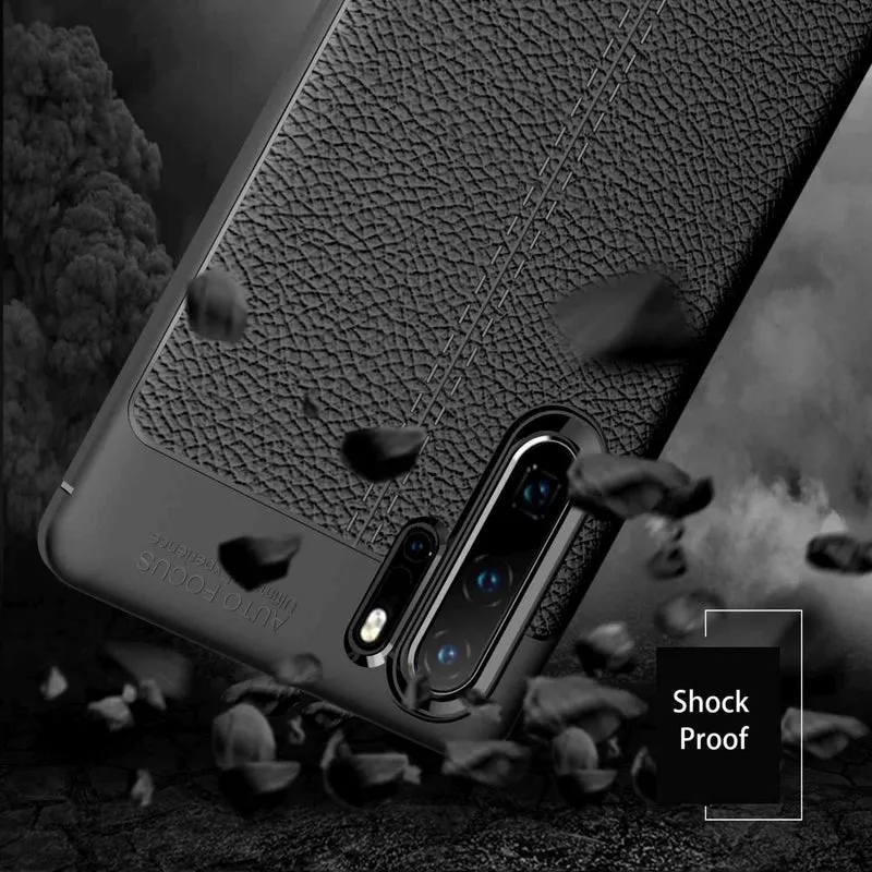 Cadorabo Hülle kompatibel mit Huawei P30 PRO Schutzhülle aus TPU Silikon mit edler Kunstleder-Applikation