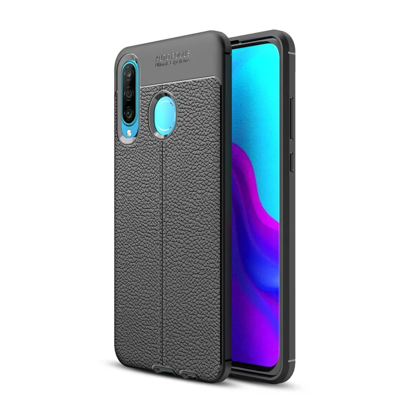 Cadorabo Hülle kompatibel mit Huawei P30 LITE Schutzhülle aus TPU Silikon mit edler Kunstleder-Applikation