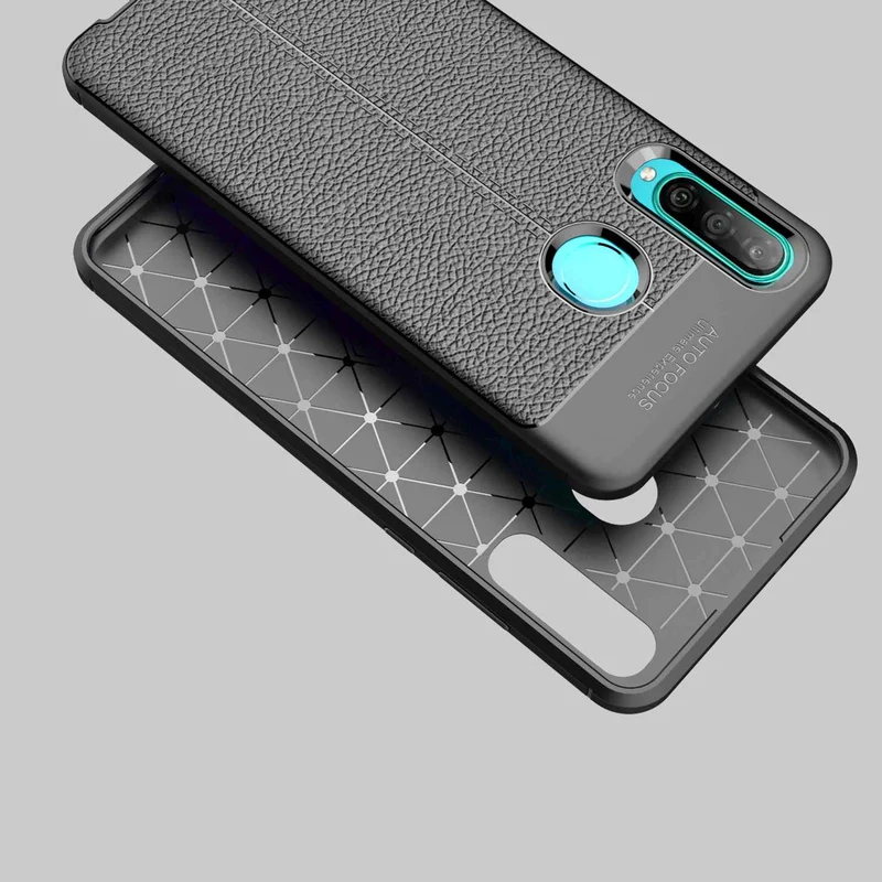 Cadorabo Hülle kompatibel mit Huawei P30 LITE Schutzhülle aus TPU Silikon mit edler Kunstleder-Applikation