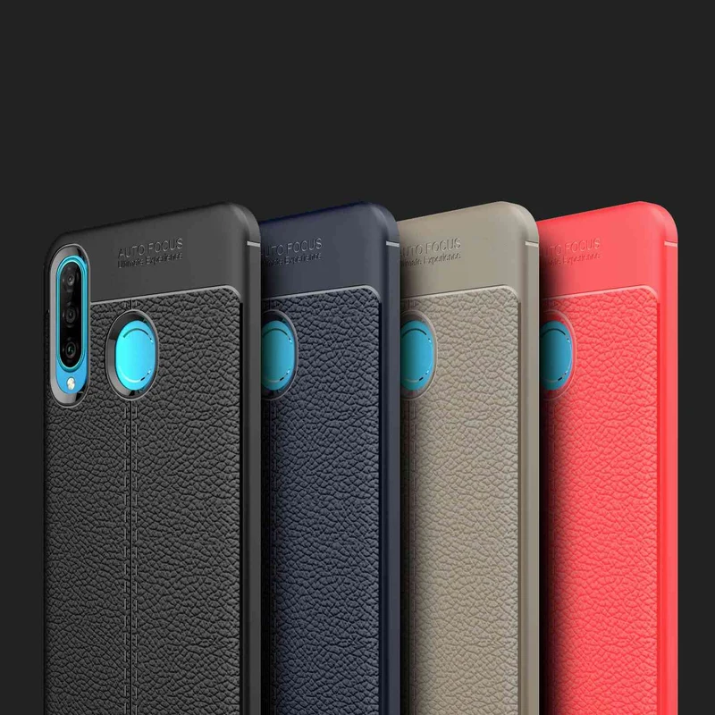 Cadorabo Hülle kompatibel mit Huawei P30 LITE Schutzhülle aus TPU Silikon mit edler Kunstleder-Applikation