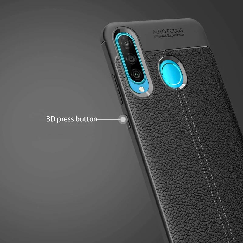 Cadorabo Hülle kompatibel mit Huawei P30 LITE Schutzhülle aus TPU Silikon mit edler Kunstleder-Applikation