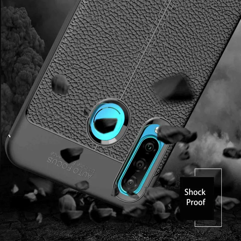 Cadorabo Hülle kompatibel mit Huawei P30 LITE Schutzhülle aus TPU Silikon mit edler Kunstleder-Applikation